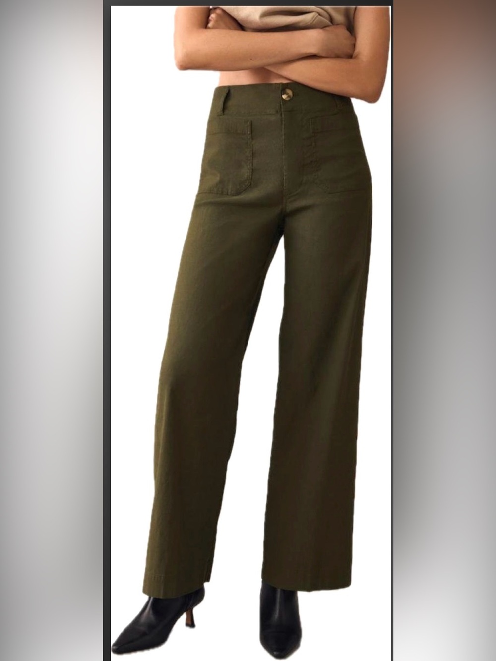 Anthropologie Maeve High-Rise Wide-Leg Pants in Olive
